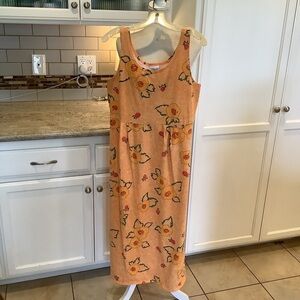 Floral Sleeveless Orange Dress Size Medium Vintage Styleworks